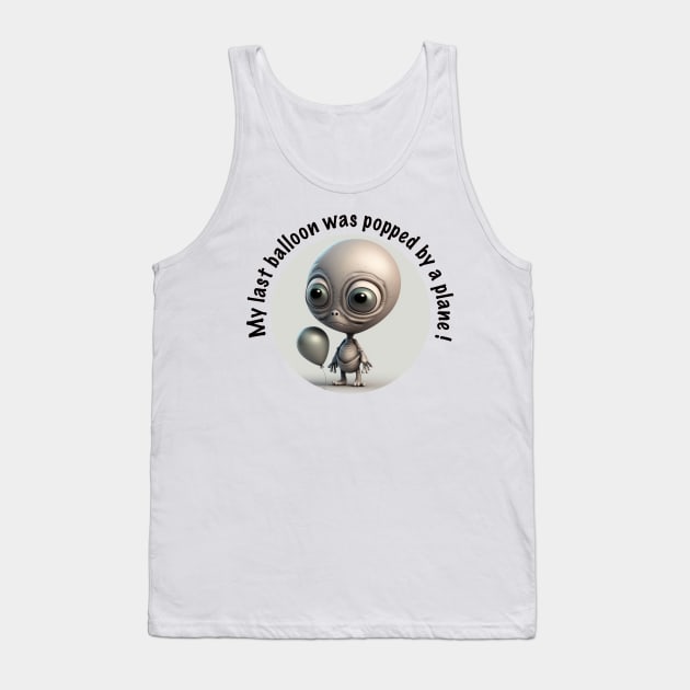 UFO Alien and balloon Tank Top by TheArtfulAI